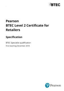 BTEC Level 2 Certificate for Retailers Specification